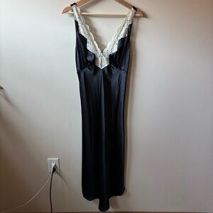 Inner Most Black Satin Slip Dress